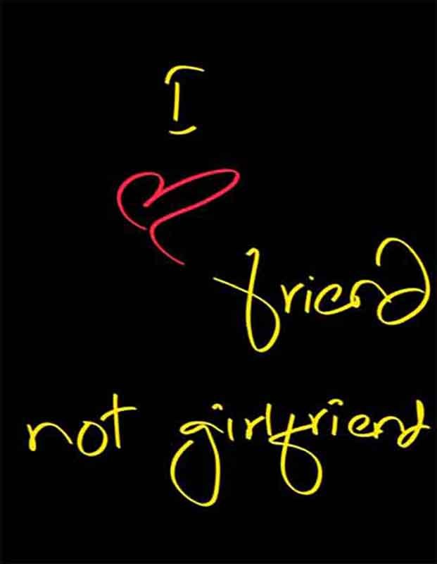 I Love Friend not Girlfriend Boys attitude status written in yellow color
