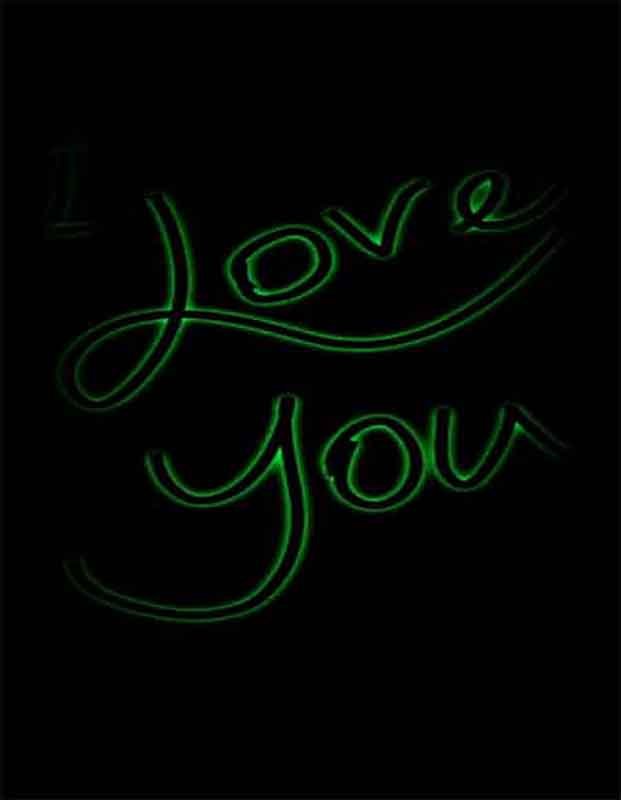 I Love You written in green neon outline