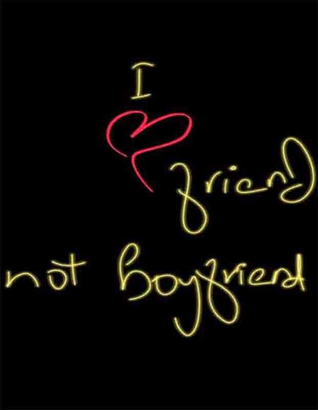 I Love Friend not Boyfriend, Girls attitude status written in yellow color