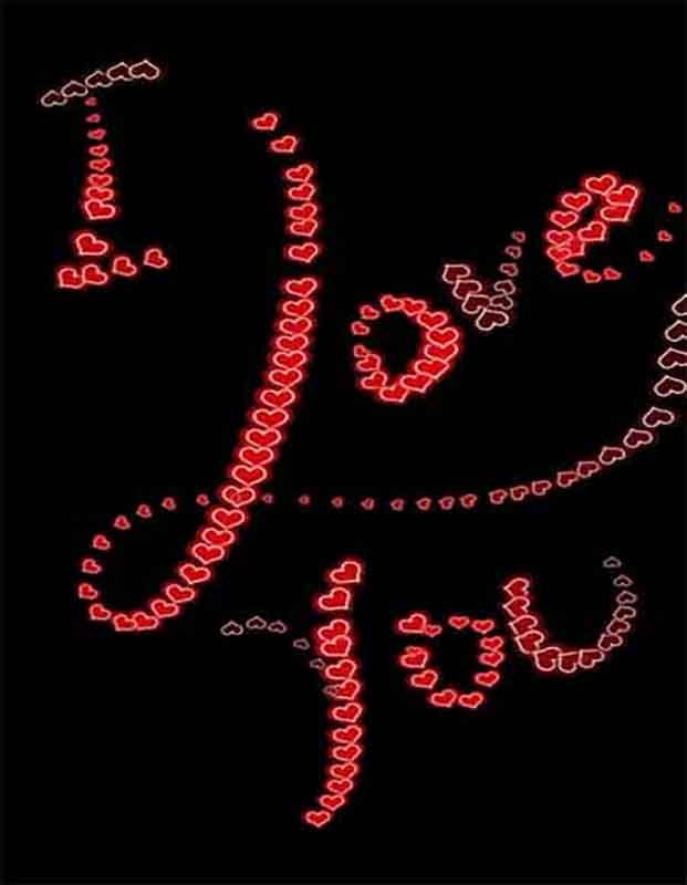 I love you, Written with a small red heart-shaped style