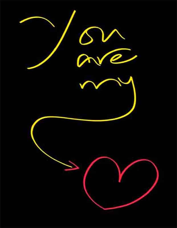 You are my heart. True love quote written in yellow and also a red heart drawn in handwriting font style
