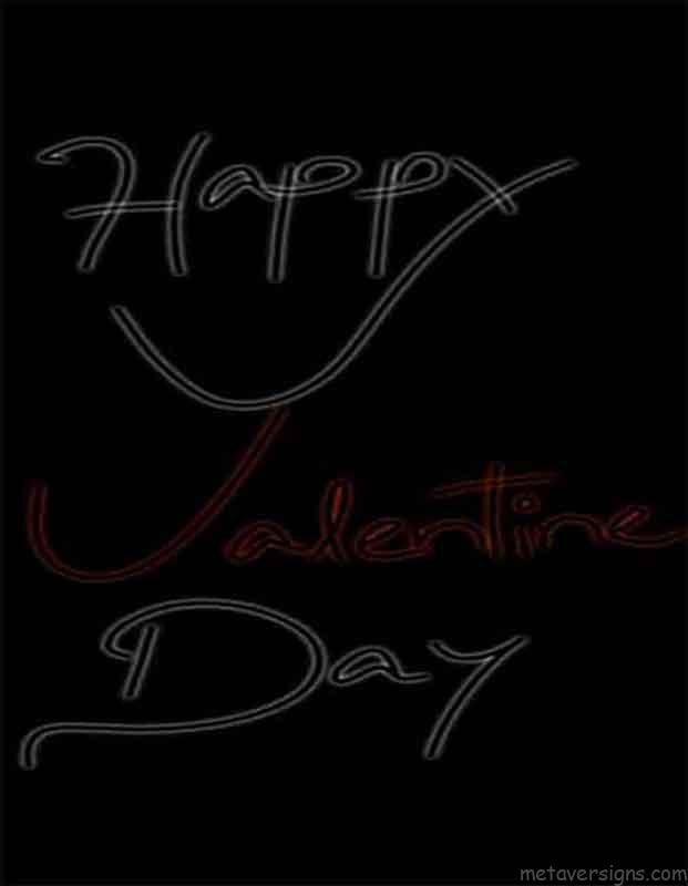 13th of Happy Valentines Day Images. Happy Valentine Day is written  in white and red color. All on a black background image. It looks so romantic.