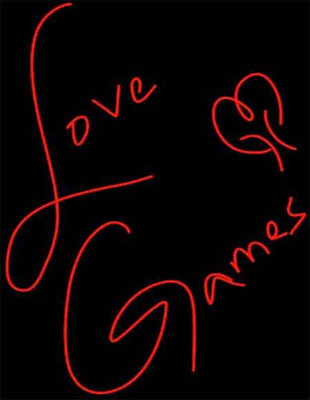 Love games and a heart is written and drawn in red color